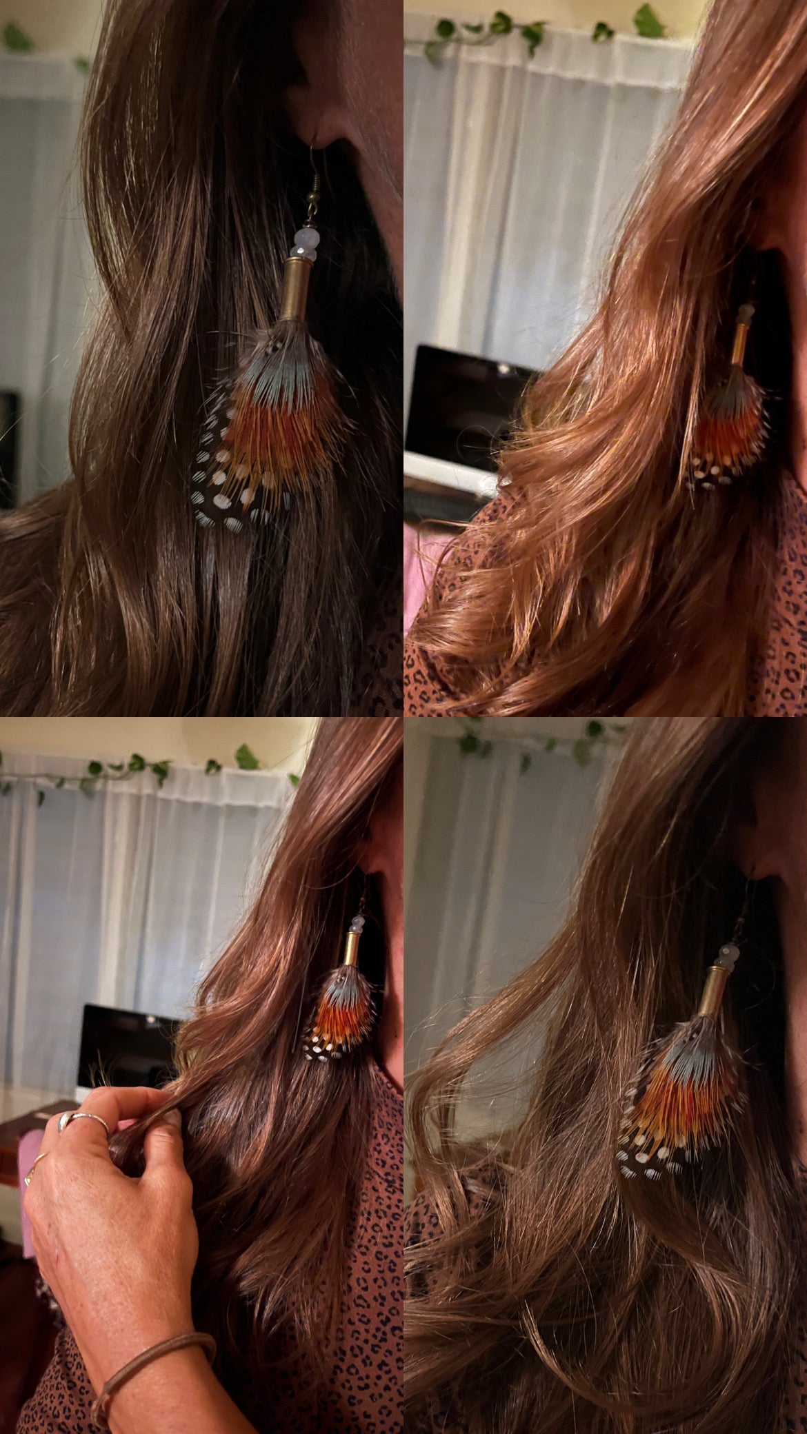 Feather + Recycled Casing Earrings